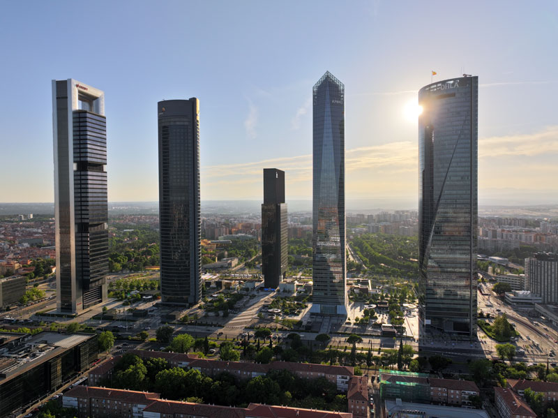 Aerial view of Madrid shot by drone
